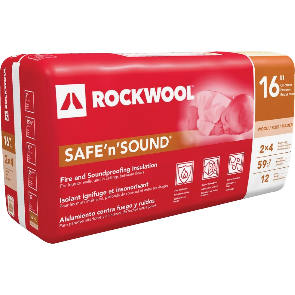 Refined Rockwool Safe N Sound 16 In. x 47 In. Stone Wool Insulation 12-Pack Responsible