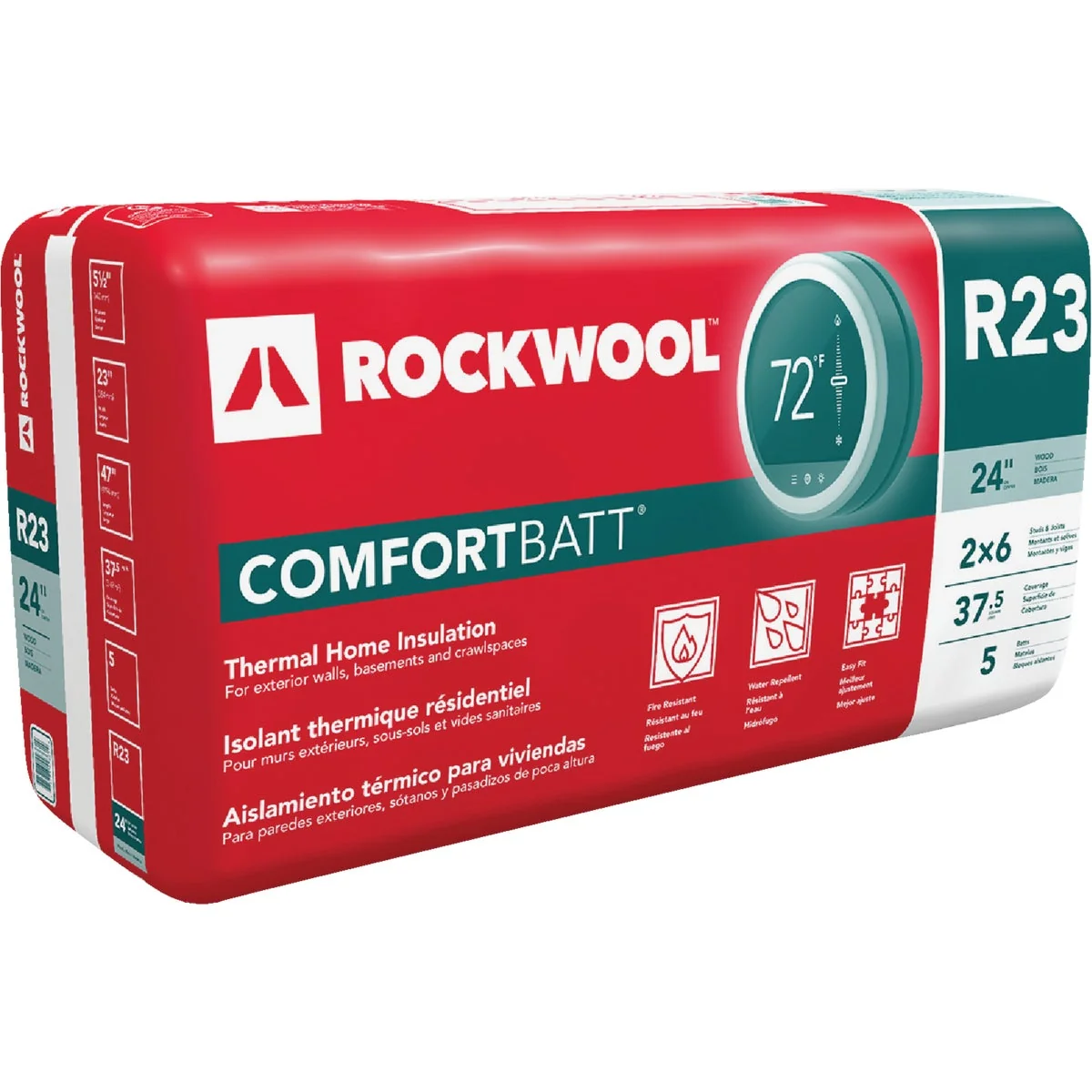 Practical Rockwool Comfortbatt R-23 24 In. x 47 In. Stone Wool Insulation 5-Pack Verified