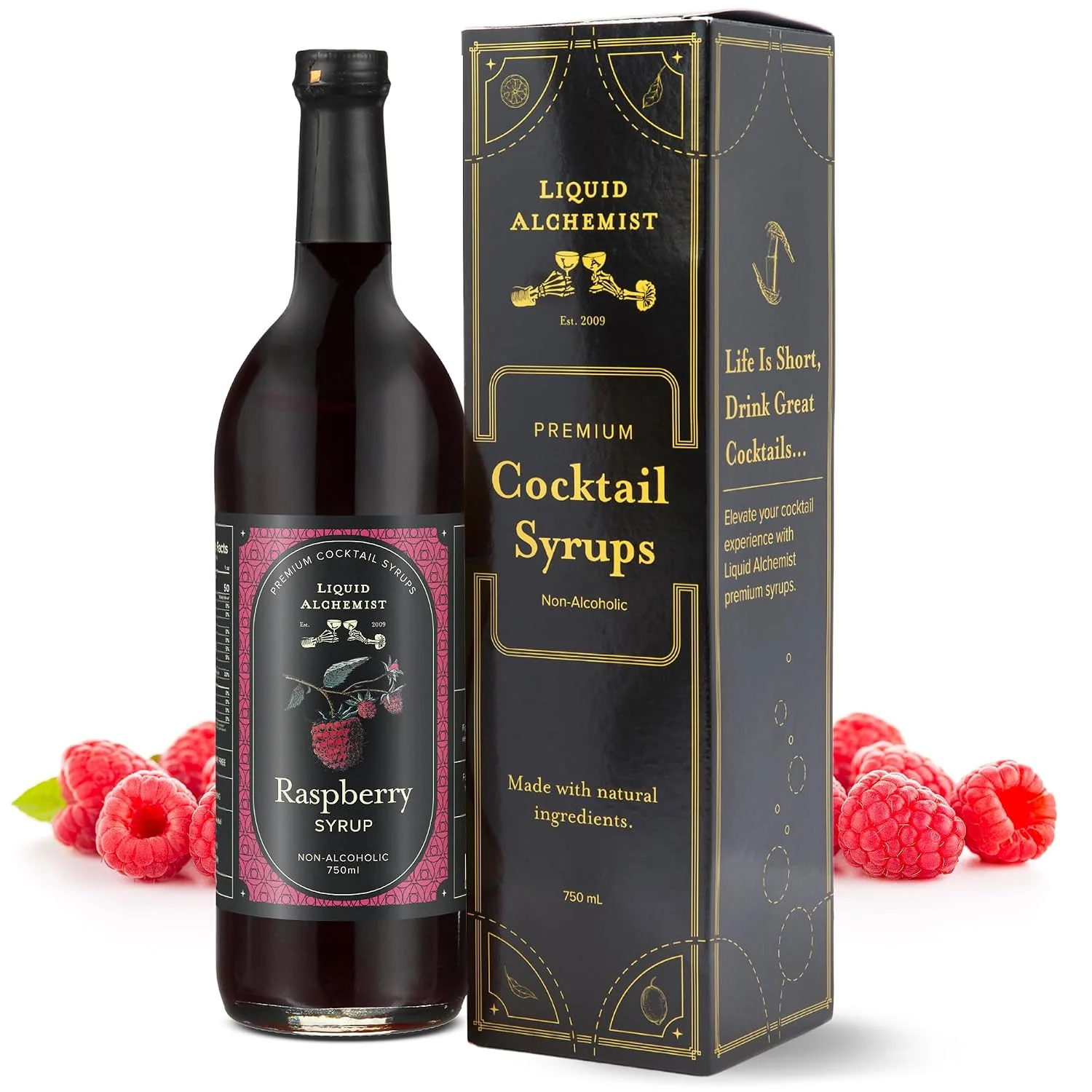 Recyclable Liquid Alchemist Raspberry Syrup for Cocktails Ingredients Make our Raspberry Syrup for Drinks a great Margarita Mix Small Batch Non-GMO amp Vegan 25.4 oz Drink Mixer Pack of 1 Responsible