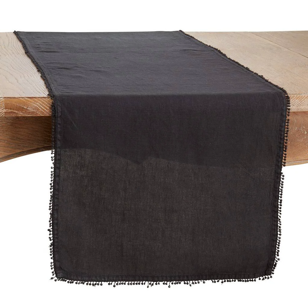 Recyclable Pom Pom Design Table Runner – Black Crafted