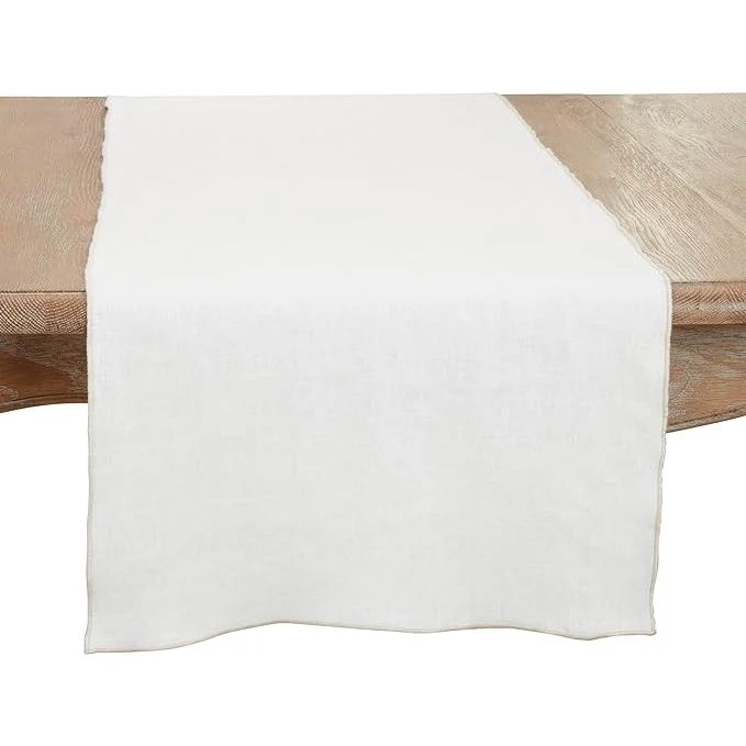 Selected Stonewashed Stitched Edge Table Runner – Ivory Comfortable