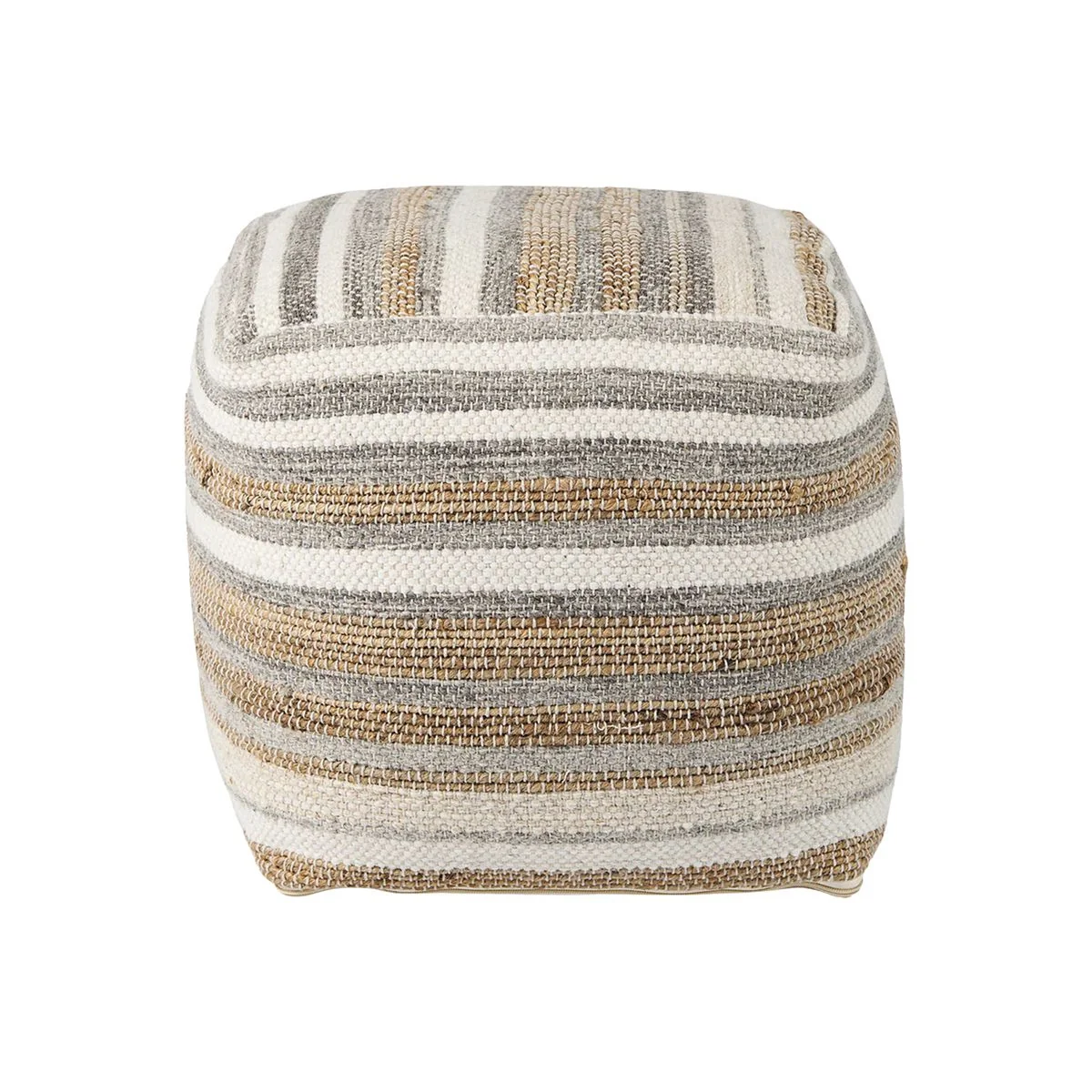 Elite Aahana Pouf – White Taupe Gray High-Quality