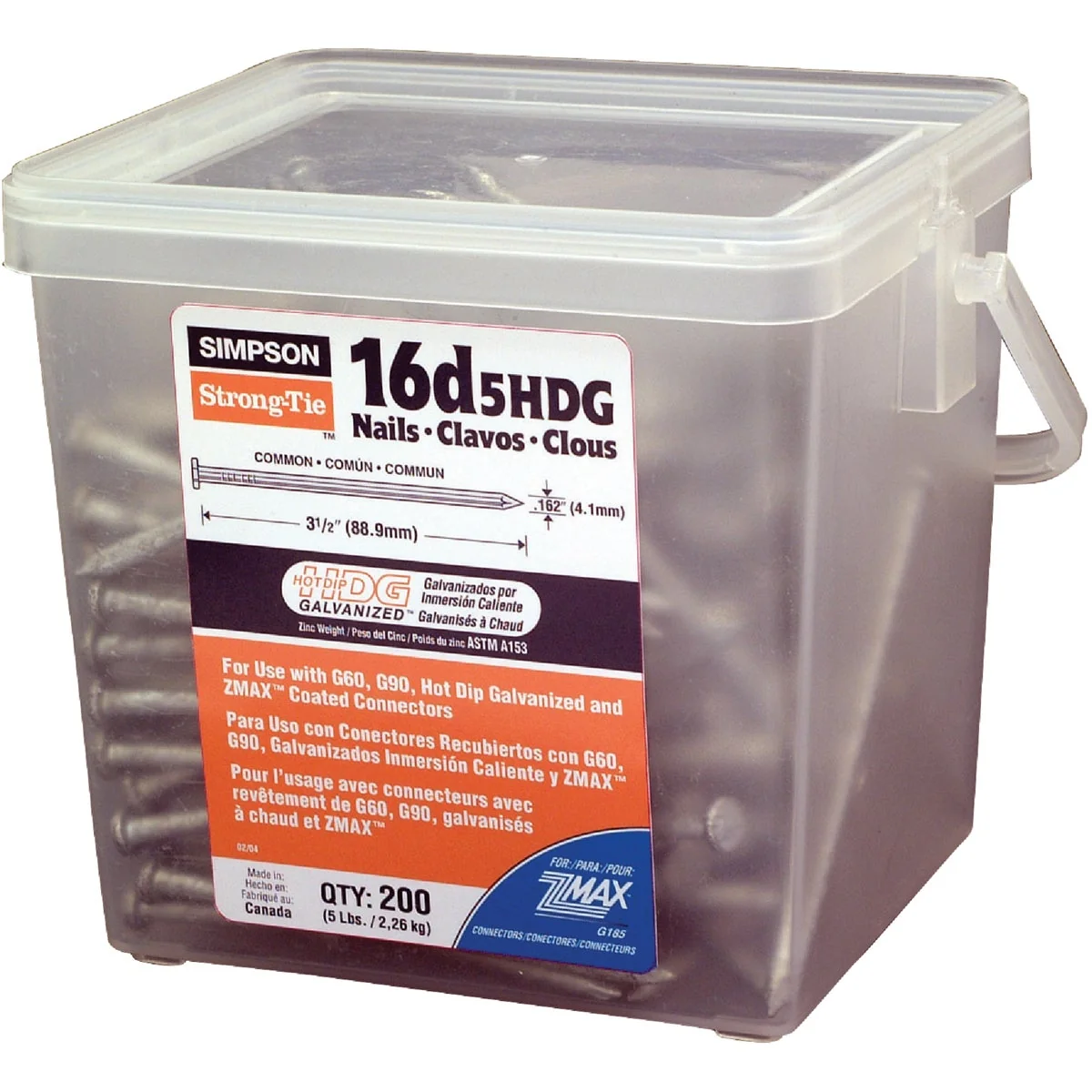 Verified Simpson Strong-Tie 16d x 3-1 2 In. 8 ga Hot Dipped Galvanized Common Nails 200 Ct. 5 Lb. Original Design