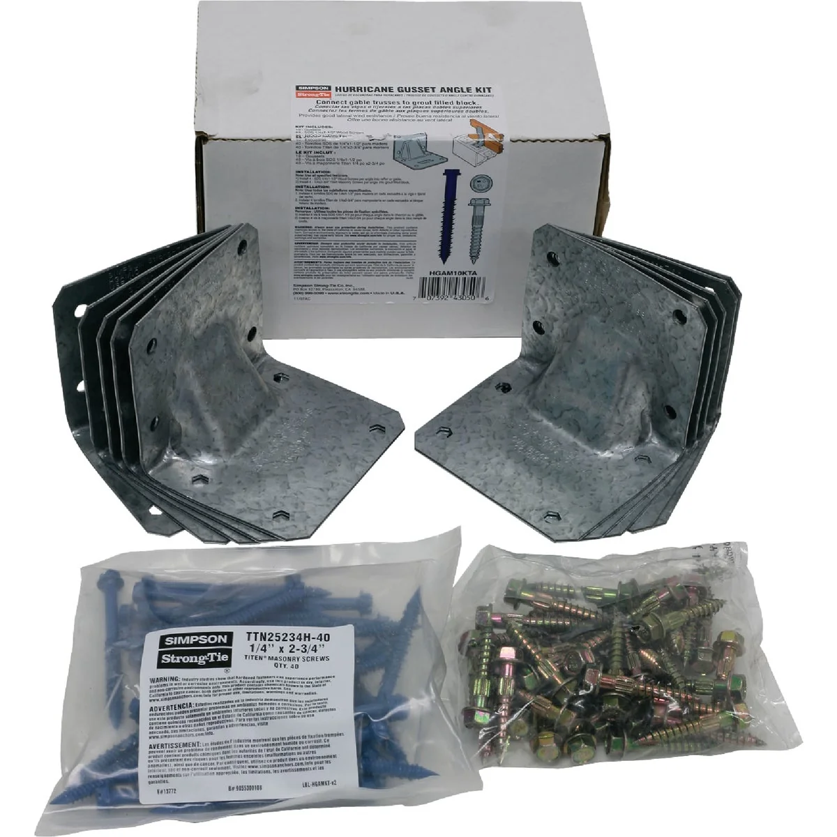 Outstanding Simpson Strong Tie Gusset Angle Hurricane Tie Kit for Masonry with Titan Screws 10-Piece Top-Quality
