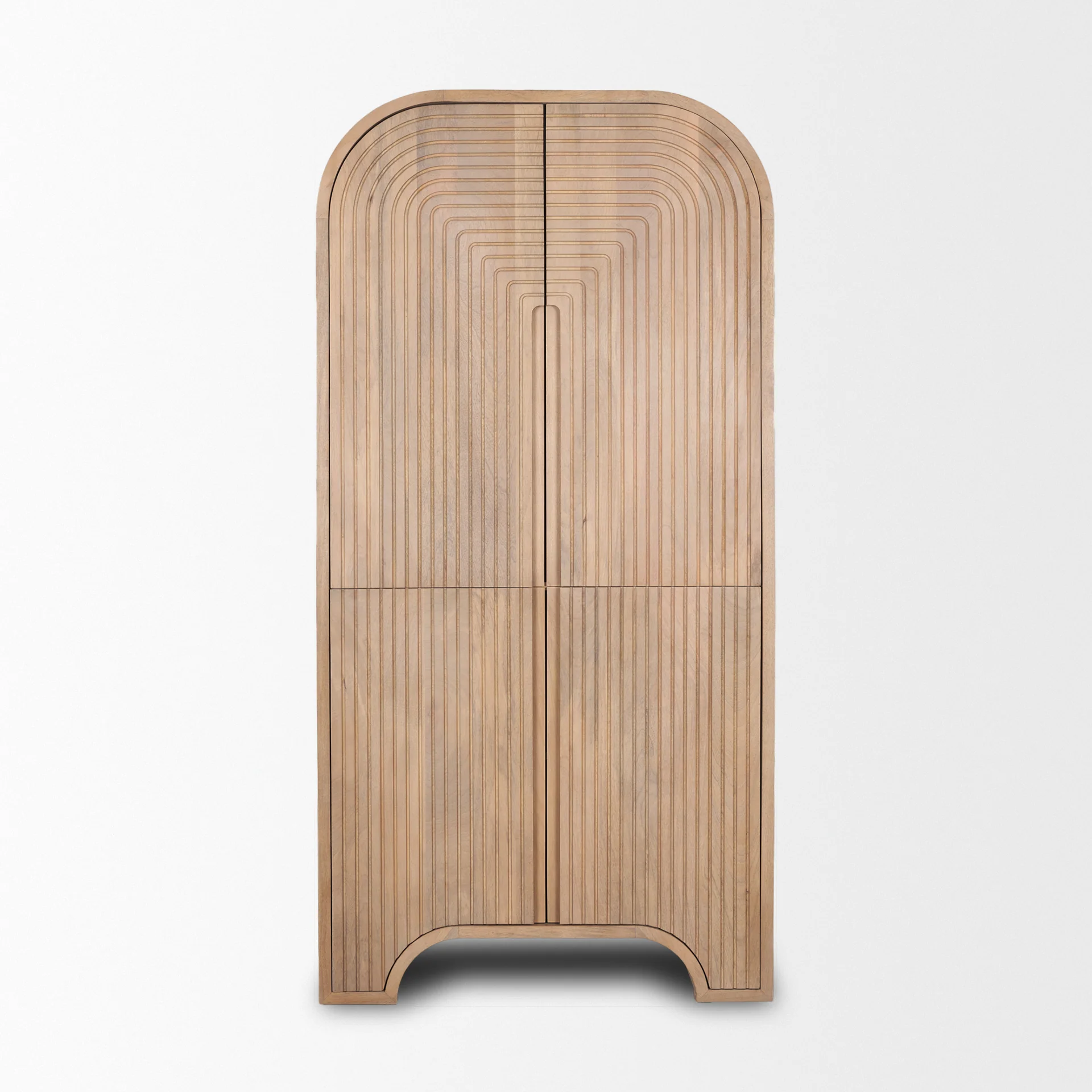 Responsible Sorina Reverse Fluted Light Brown Wood Curio Cabinet Superior