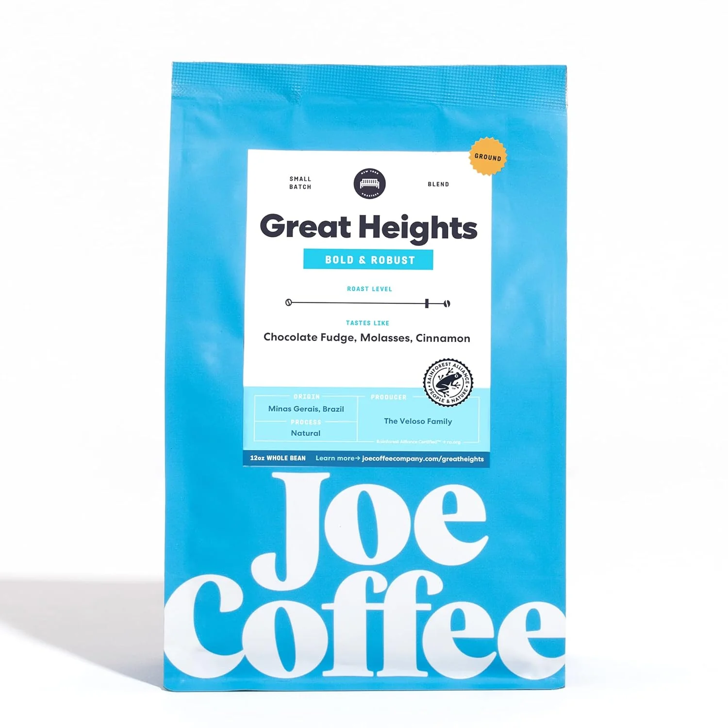 Traditional Joe Coffee Company NYC Roaster Great Heights Ground Specialty Coffee 12 oz Bag Rainforest Alliance Kosher Climate Friendly Unique