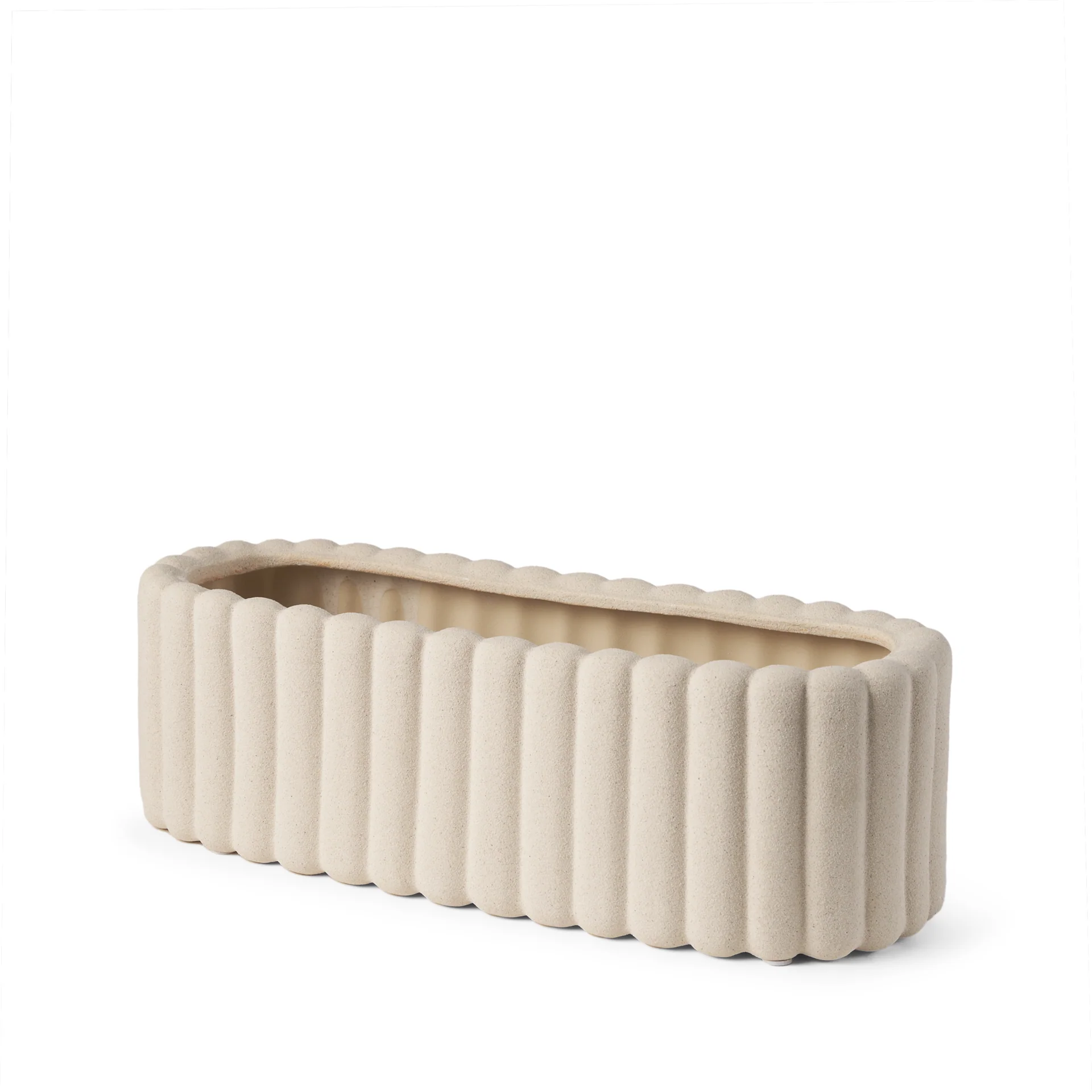 Smooth Mira Wide Textured Blush Beige Fluted Ceramic Vase Elite