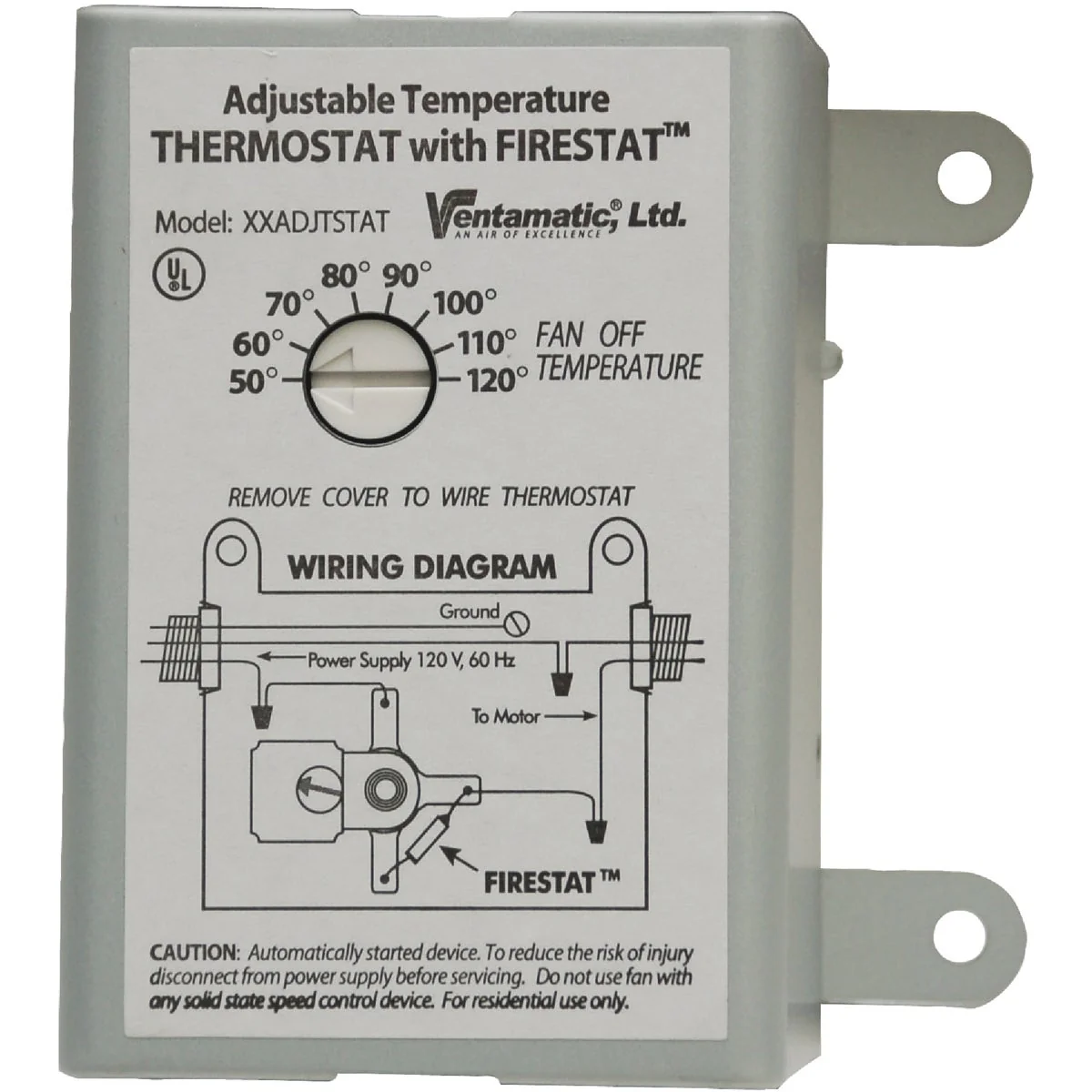 Solid Ventamatic Power Attic Vent Thermostat with Firestat Sustainable