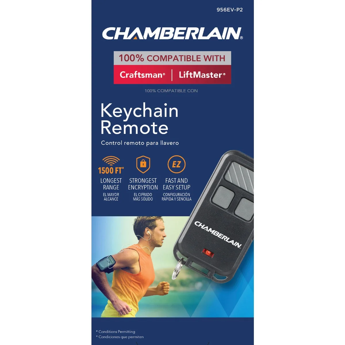 Detailed Chamberlain 3-Button Black Garage Door Remote Keychain Enhanced