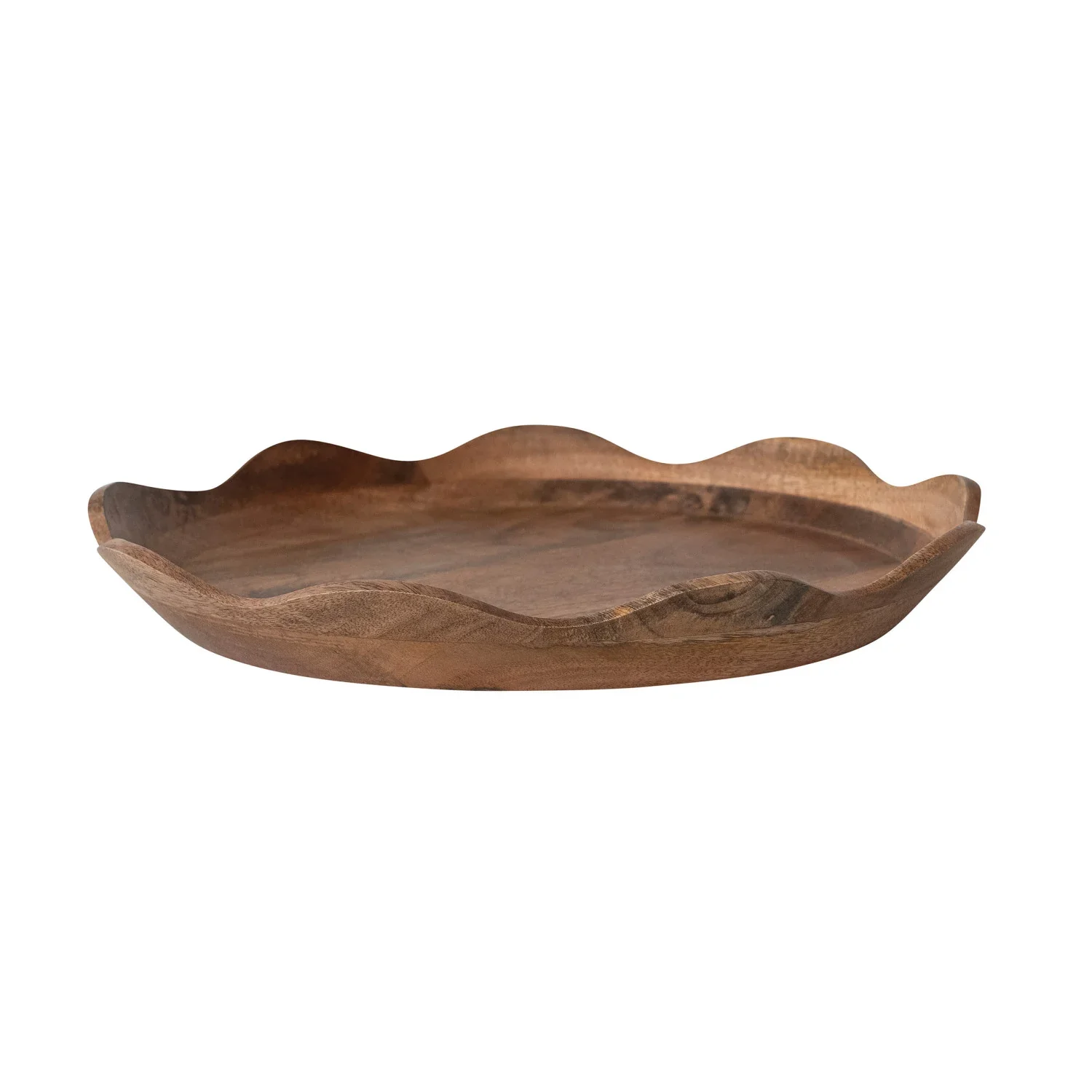 Smooth Scalloped Mango Wood Serving Tray First-Class