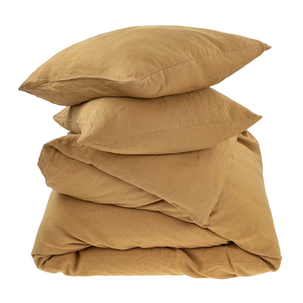 Premium Reverie Linen Queen Duvet Set Curry Organic