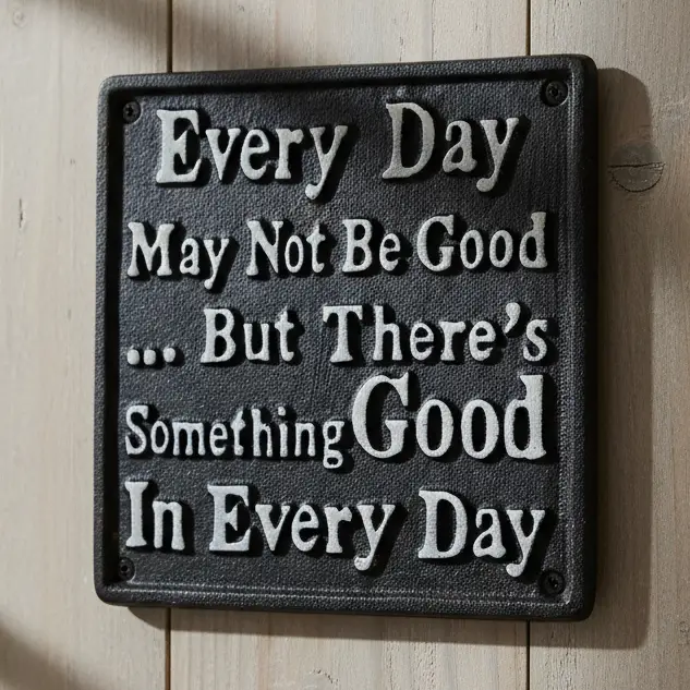 Unique Something Good in Every Day Cast Iron Wall Plaque Dependable