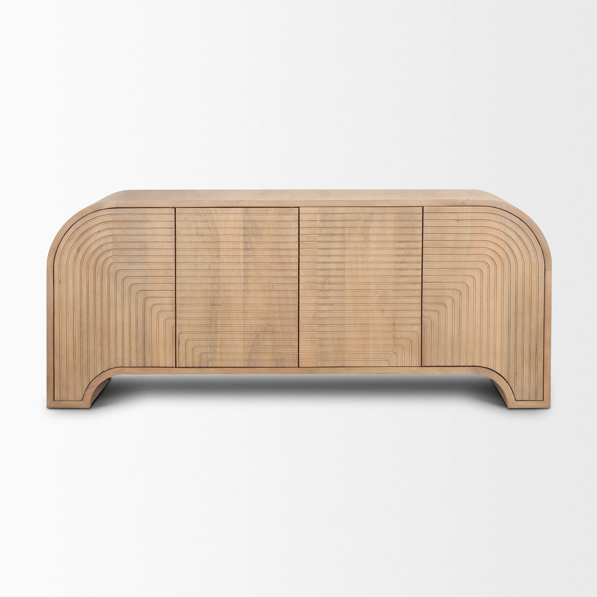 Specialty Sorina Reverse Fluted Light Brown Wood Sideboard Elegant