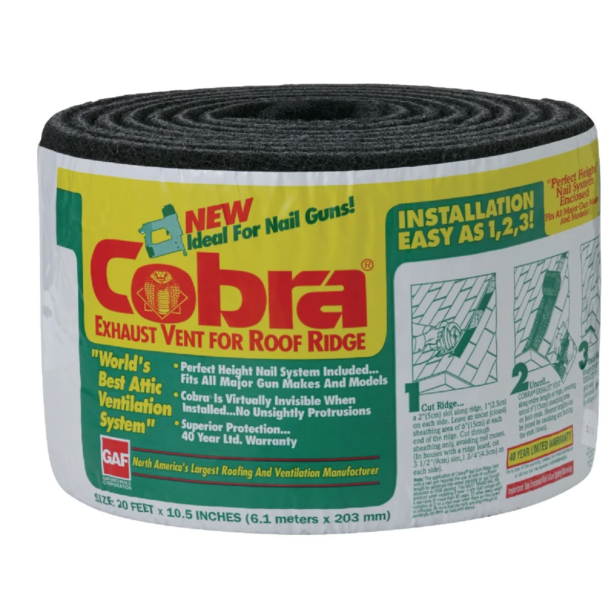 Optimized Cobra 20 Ft. Gun-Nailed Rolled Ridge Vent Breathable