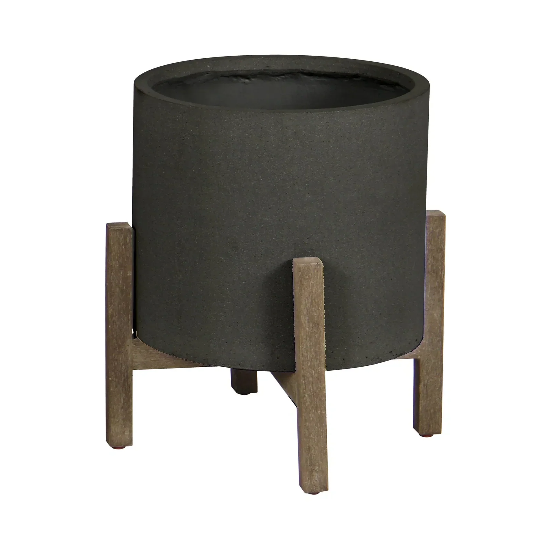 Elegant Patio Round Standing Pot Small – Black Stone Comfortable