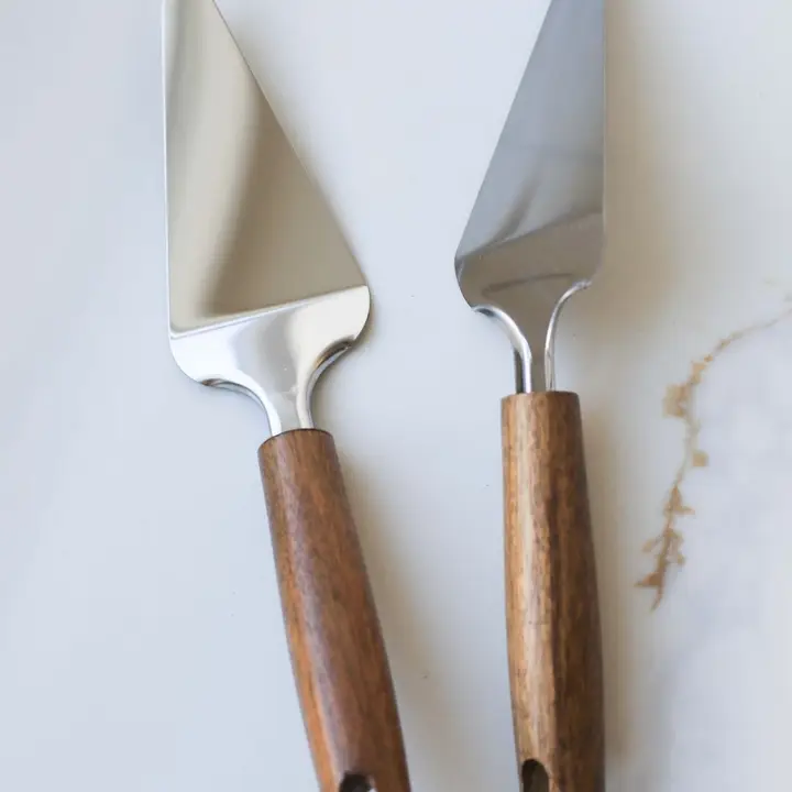 Smart Light Acacia Wood Handle Stainless Steel Pizza Server High-Quality