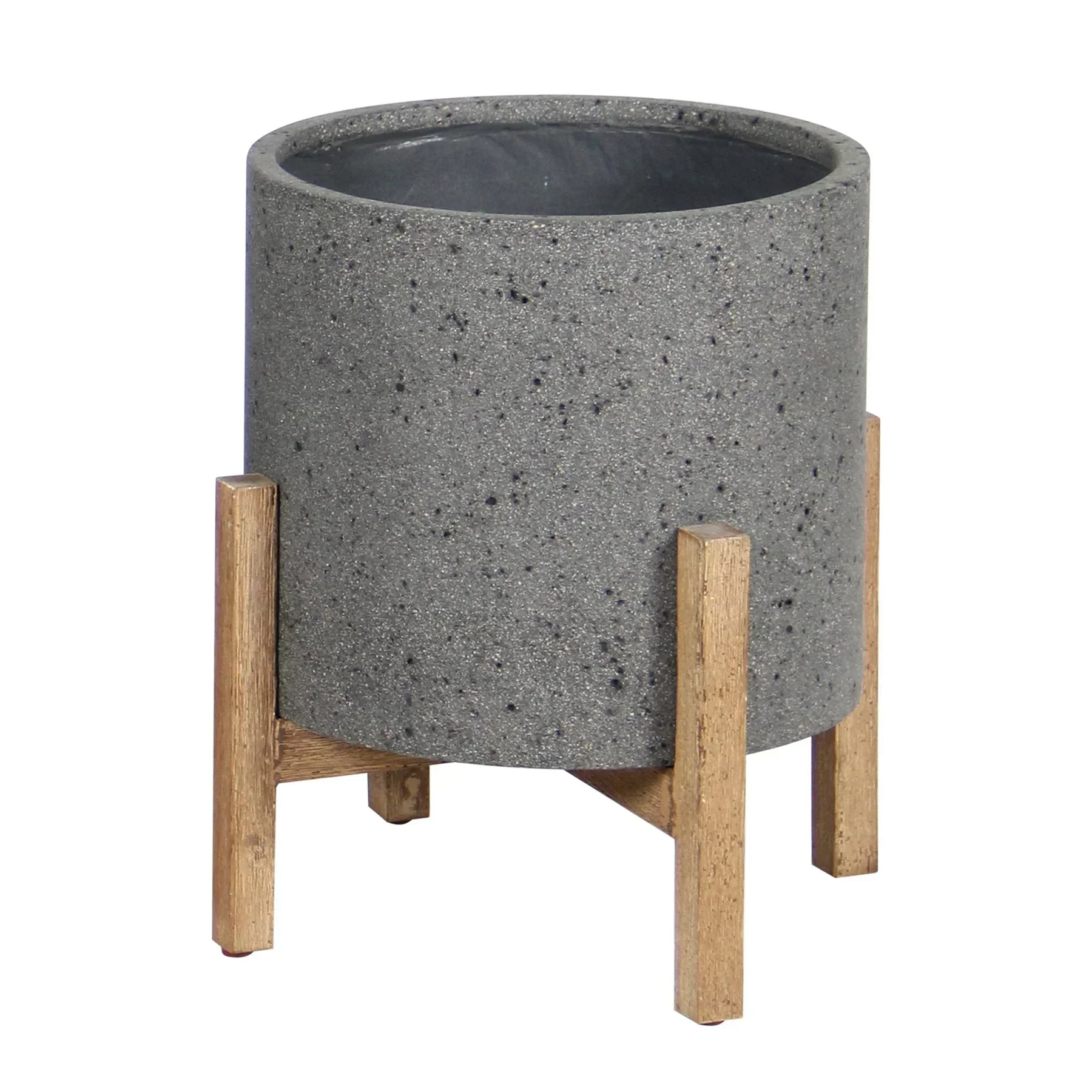 Official Patio Round Standing Pot – Grey Stone Minimalist