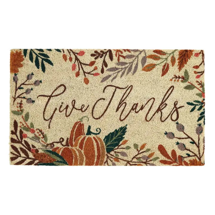 Original Give Thanks Fall Floral Coir Doormat 18 x 30 Original Design