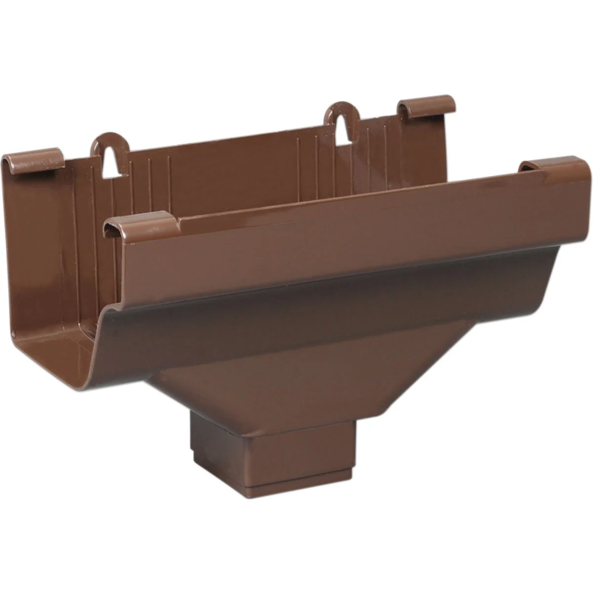 Reliable Amerimax 5 In. End with 2 In. x 3 In. Drop Outlet for Brown Vinyl Traditional K-Style Gutter Modern