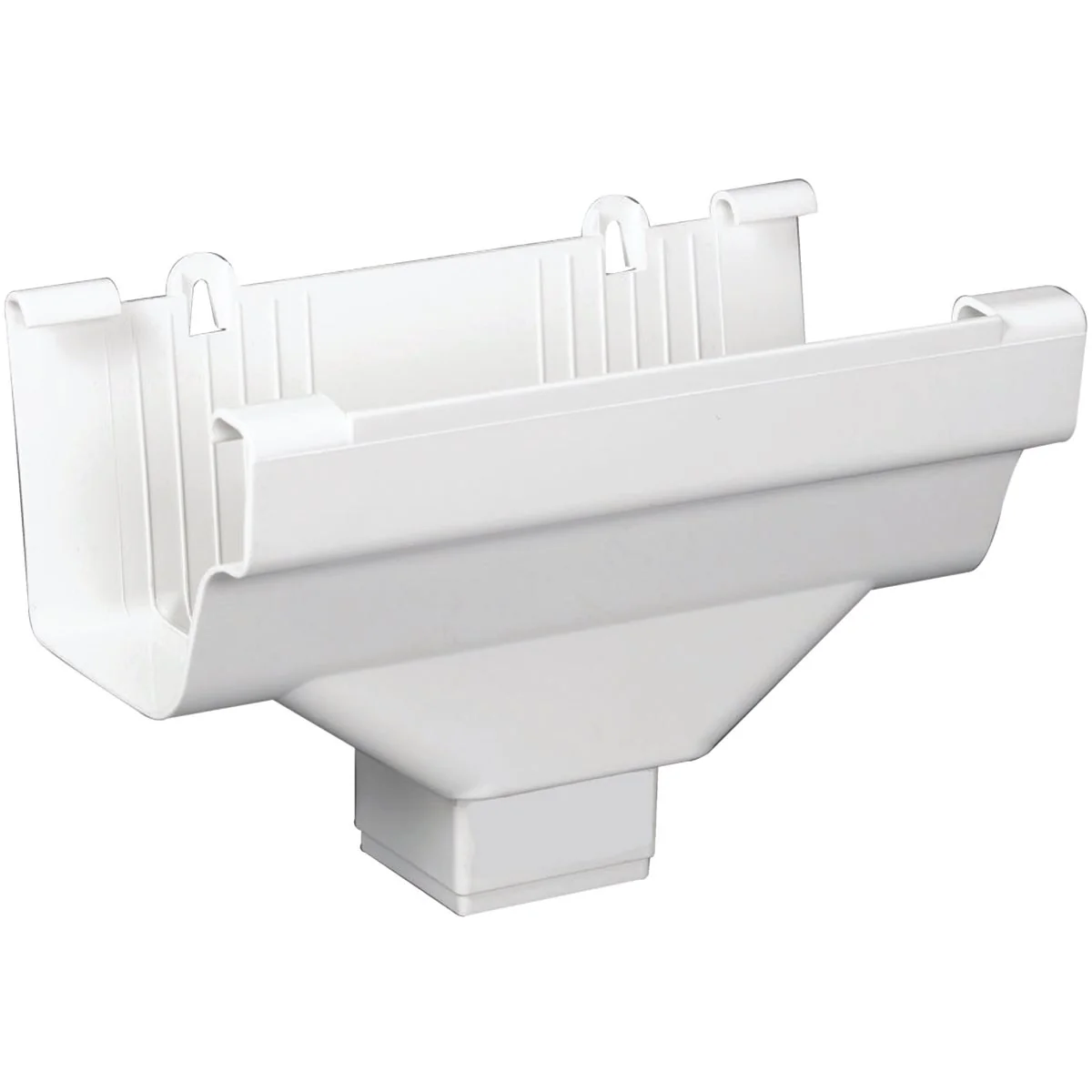 Breathable Amerimax 5 In. End with 2 In. x 3 In. Drop Outlet for White Vinyl Traditional K-Style Gutter Classic