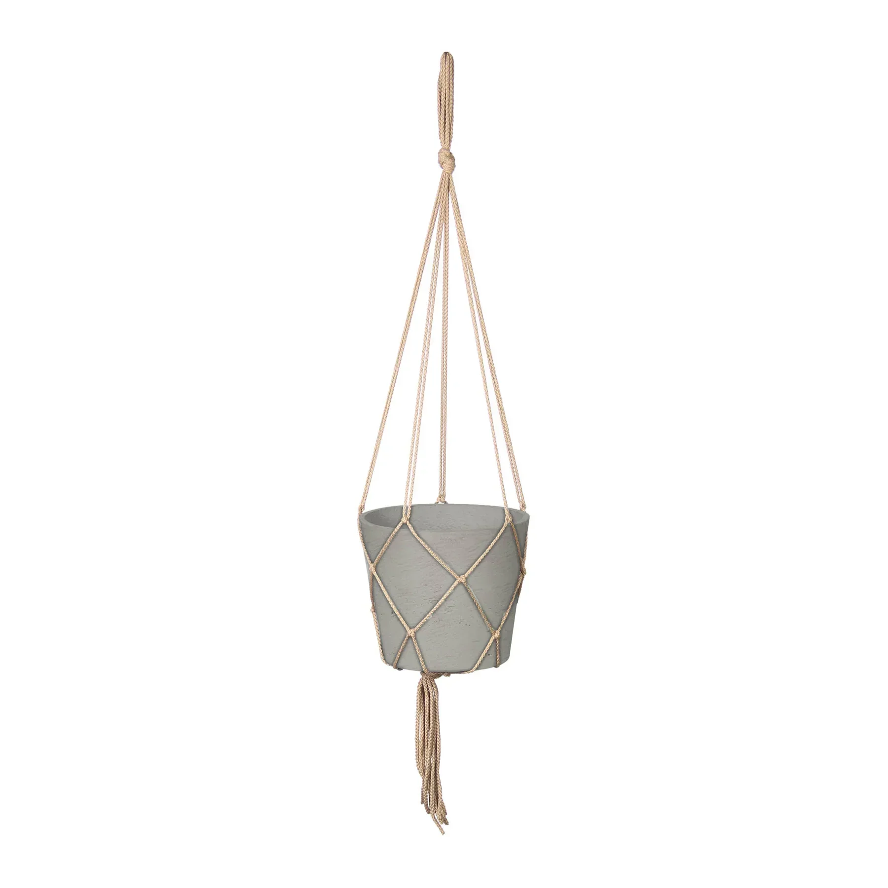 User-Friendly Craft Medium Hanging Pot With Netting – Cement Grey Superior