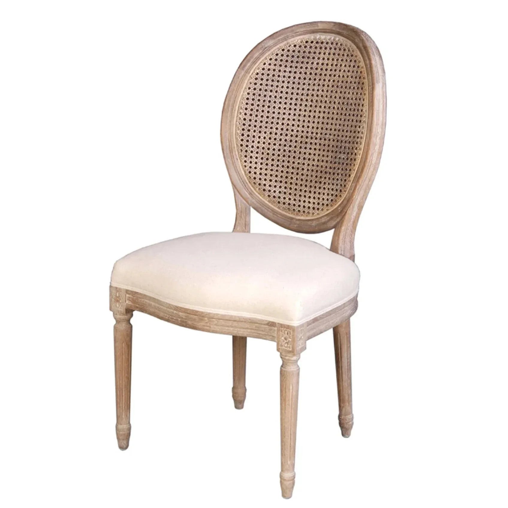 Traditional Napoleon Dining Chair w Cane Back- Antique Linen User-Friendly