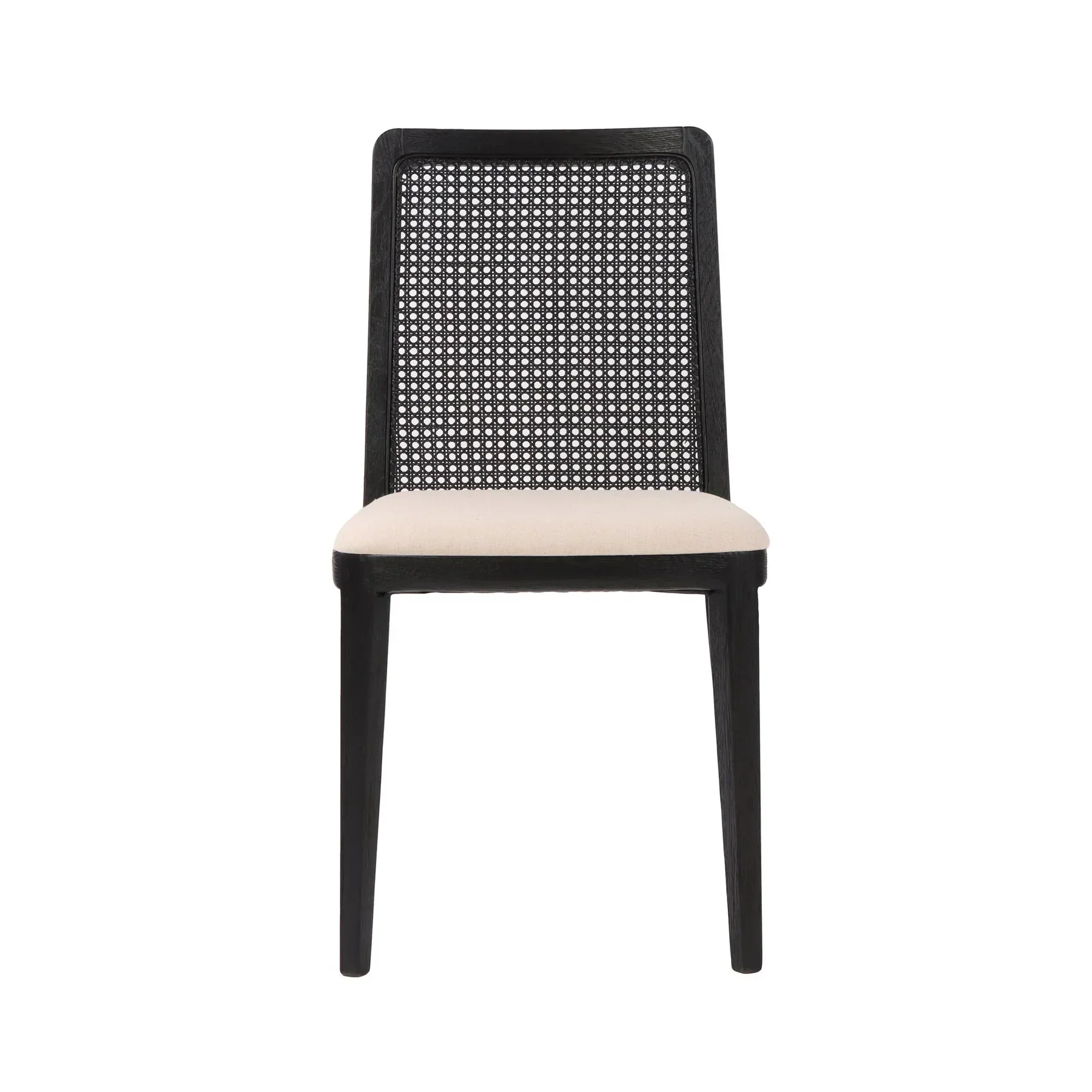 High-End Cane Dining Chair – Oyster Linen Detailed