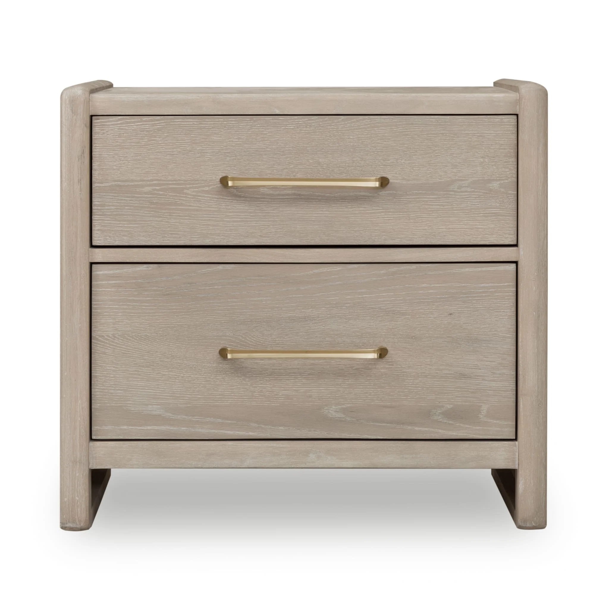 Powerful Bjorn 2 Drawer Oak Wood Nightstand in Chai Reliable