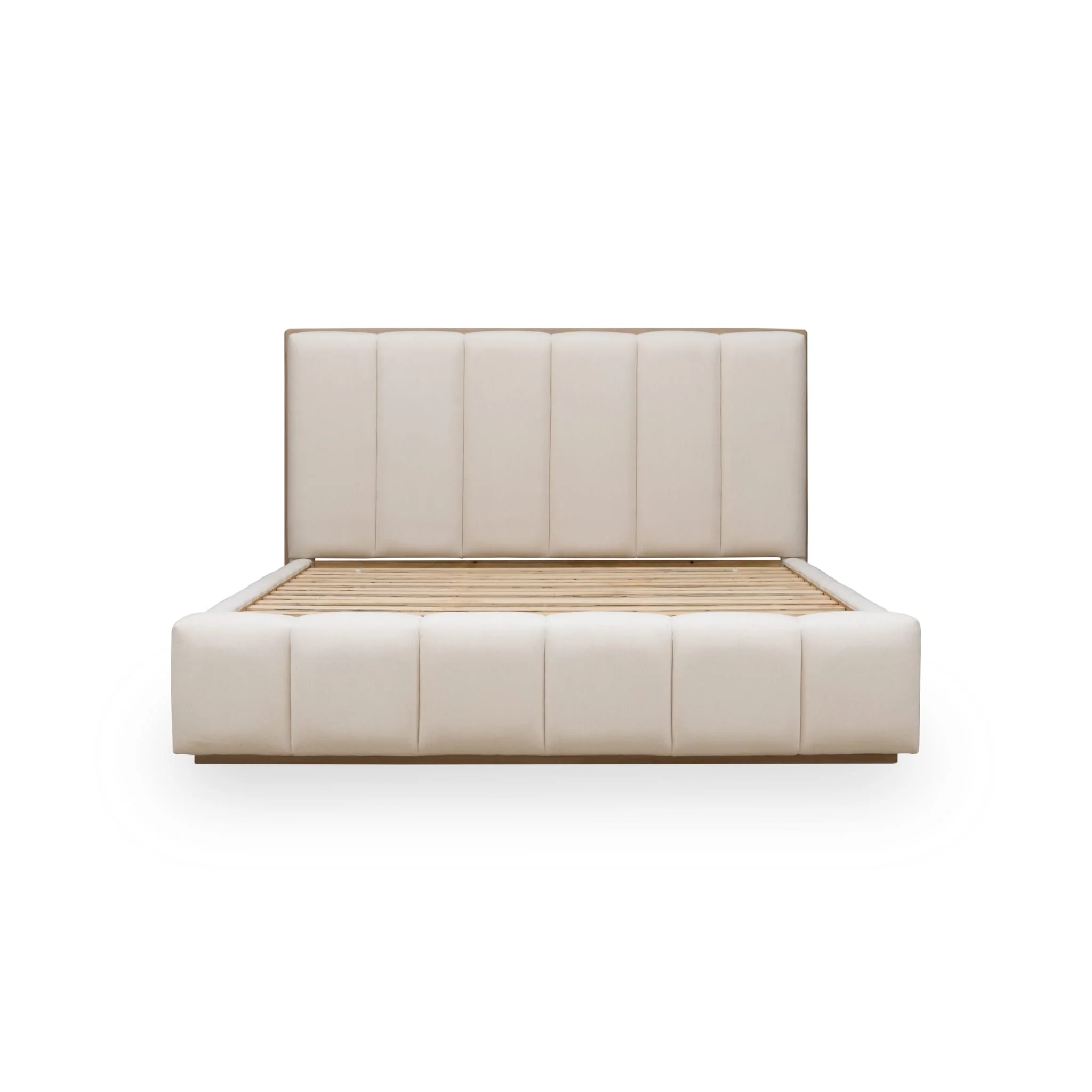 Verified Bjorn Wood Frame Upholstered Platform Bed in Cotton and Chai Casual