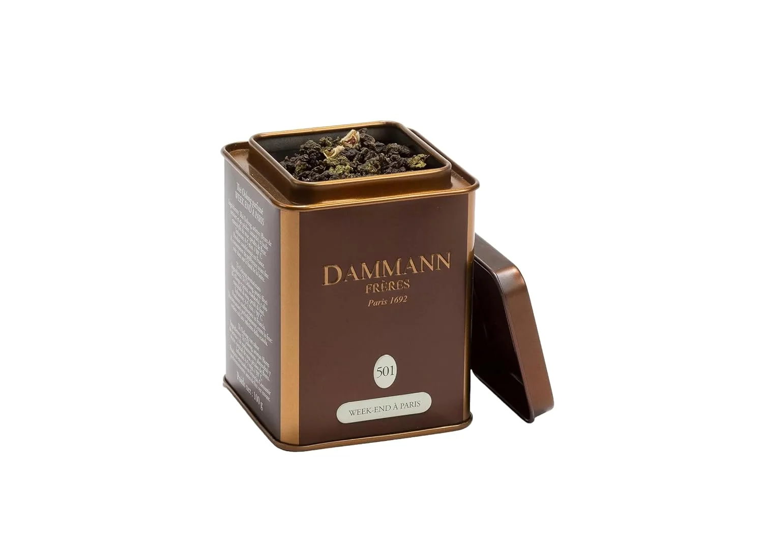 Original Dammann Freres Loose Leaf Week-end à Paris Premium Gourmet French Oolong Tea Blend Cherry Blossom Peach Blossom Almond Rose Flavors 3.52 Ounce Tin Trendy