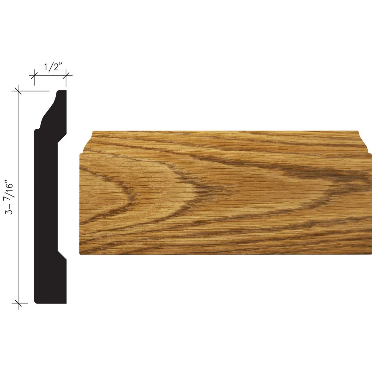 Effective Inteplast Building Products 1 2 In. W. x 3-7 16 In. H. x 8 Ft. L. Ultra Oak Polystyrene Colonial Base Molding Stylish