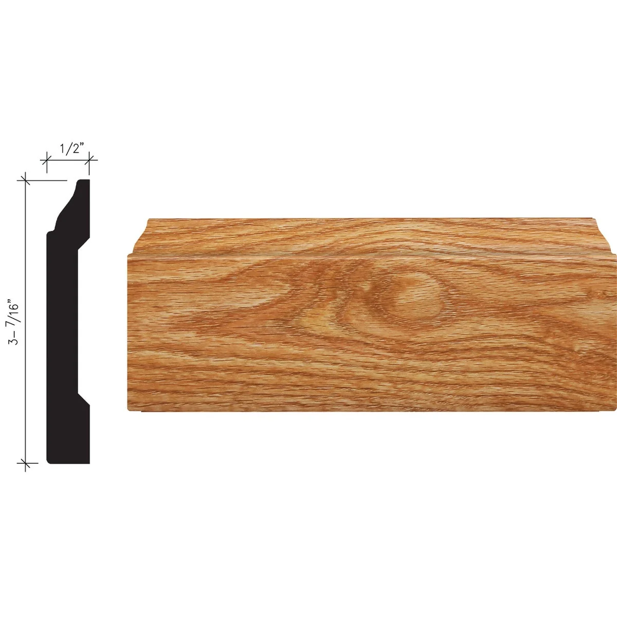 Dependable Inteplast Building Products 1 2 In. W. x 3-7 16 In. H. x 8 Ft. L. Majestic Oak Polystyrene Colonial Base Molding Outstanding