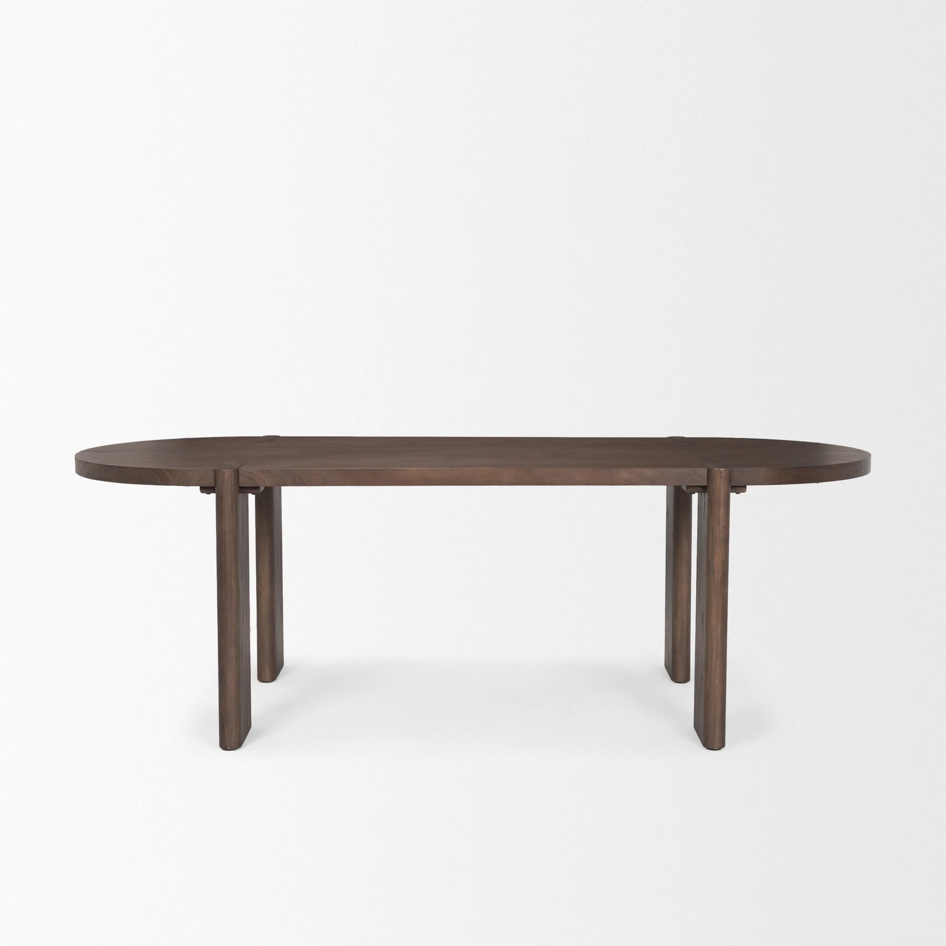 Convenient Sohan Dark Elm Wood Oval Dining Table Lightweight