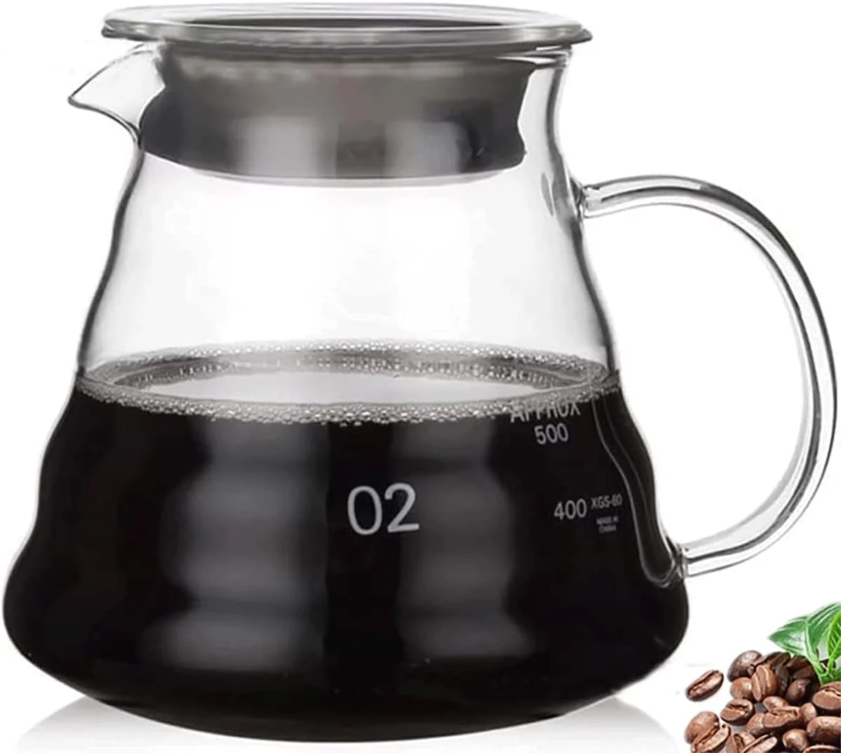 Luxury Glass Coffee Server for Drip Coffee Maker Standard Glass Coffee Carafe Coffee Pot with Lid Clear 02 600ml 20oz Exceptional
