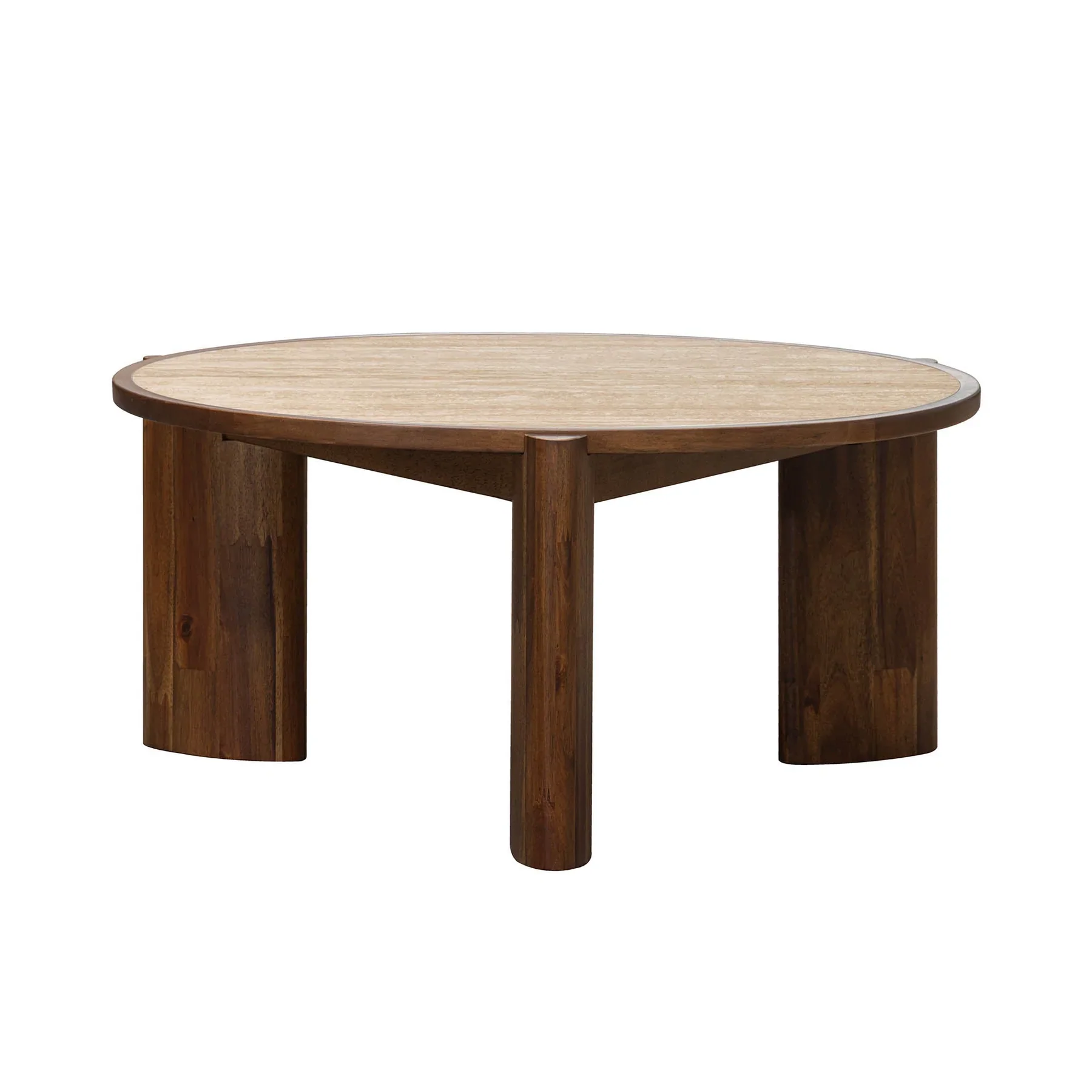 Fine Crafted Remix Round Coffee Table – Travertine Contemporary