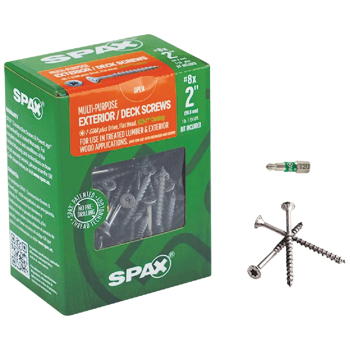 Classic Spax 8 x 2 In. Flat Head Exterior Multi-Material Construction Screw 1 Lb. Box Exceptional