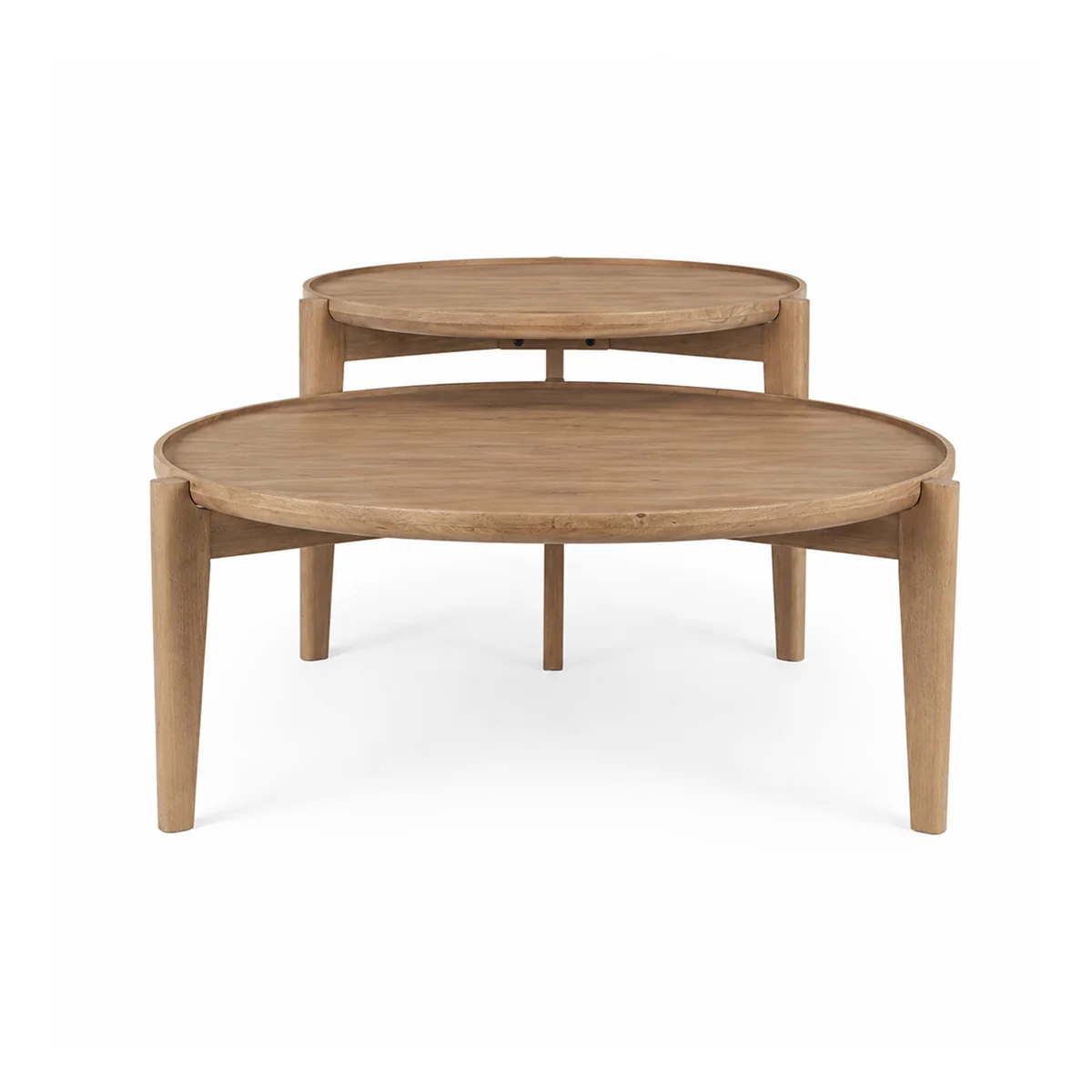 Responsible Cleaver Set of 2 40 31 Round Brown Solid Wood Nesting Coffee Tables Unique