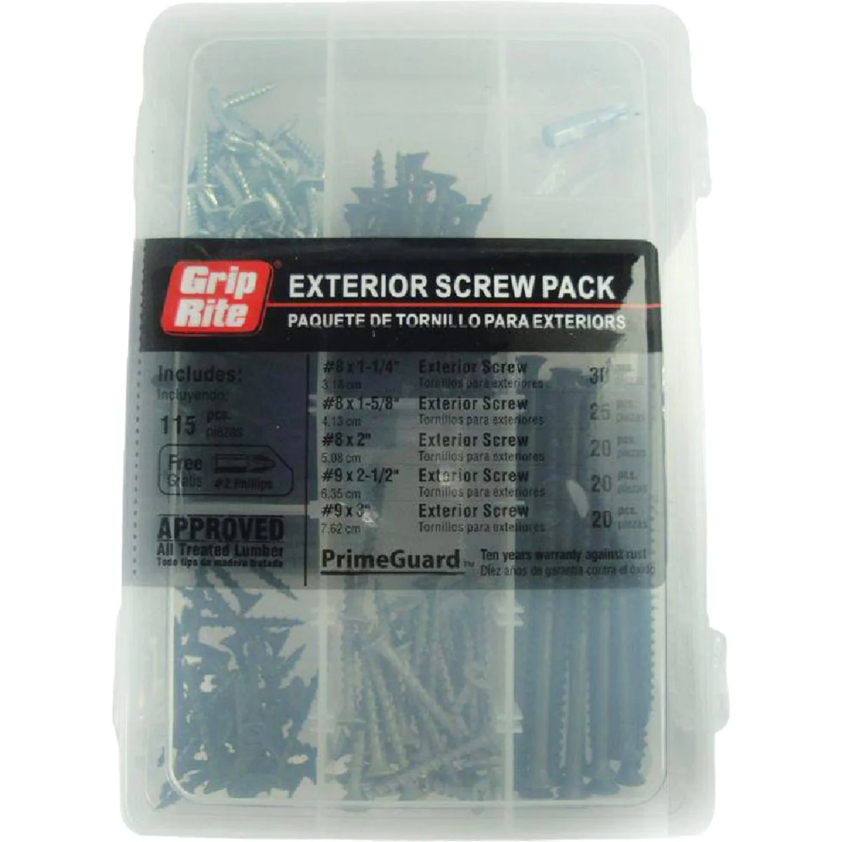 Environmentally Friendly Grip-Rite Exterior Steel Screw Assortment Kit 115 Pcs. Breathable
