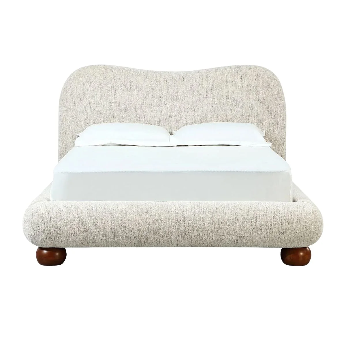 Official Afra Upholstered Platform Bed – Soft Chenille Fabric in Modern Rounded Design Trusted