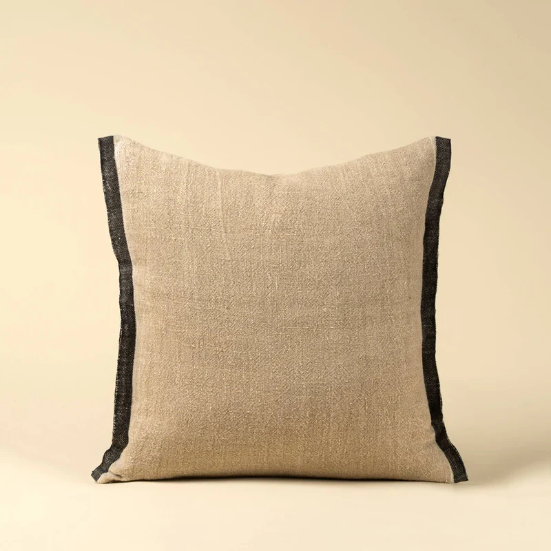 Soft 20×20 Selvage Linen Pillow Charcoal Elite