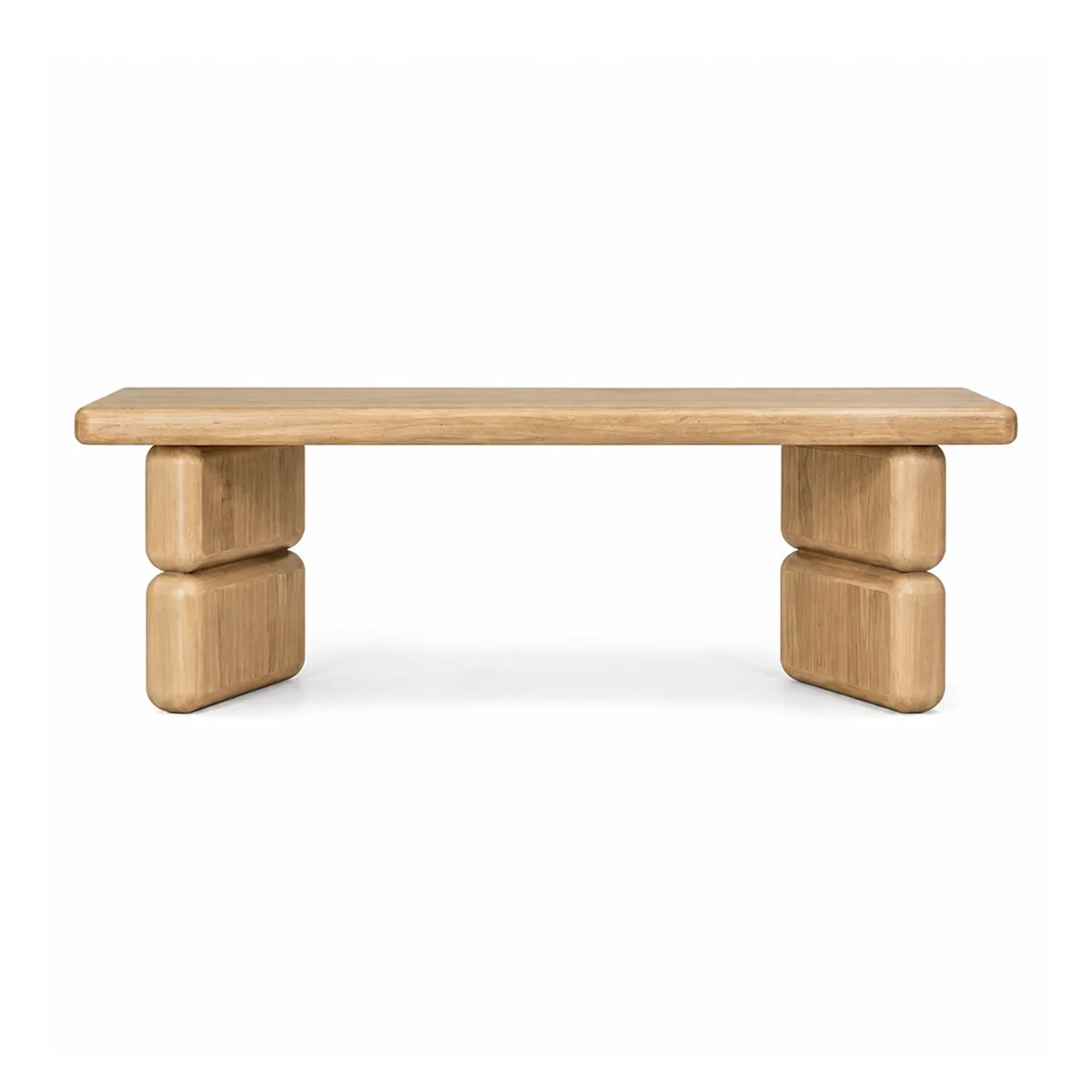 Sustainable Nelly Acacia Wood Dining Bench in Lioness Finish Detailed