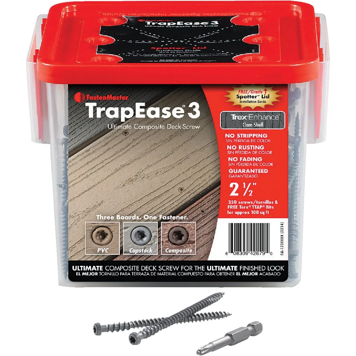 Classic Fastenmaster TrapEase 3 10 x 2-1 2 In. Brown Composite Deck Screw 350 Ct. Pail Solid