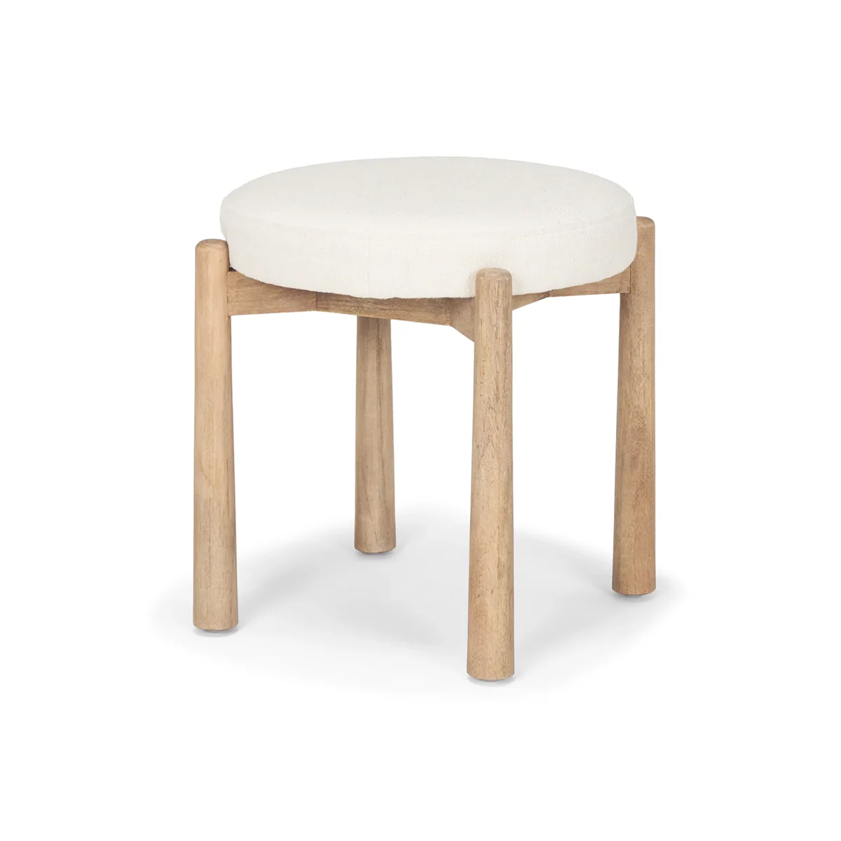 Classic Shaiden Brown Wood w Cream Fabric Stool Exceptional