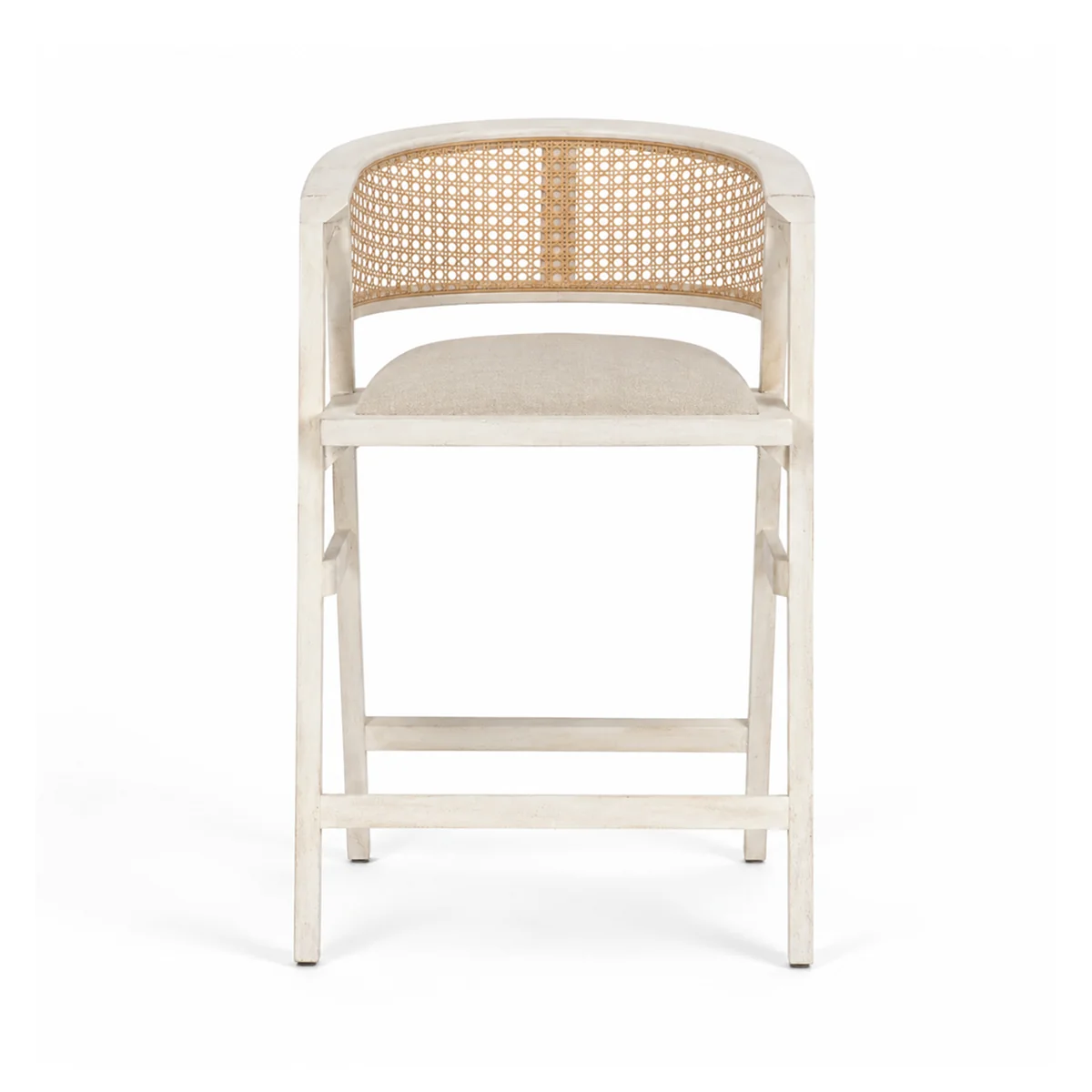 Classic Tabitha Beige Fabric Rattan Seat Blonde Wood Frame Counter Stool Responsible