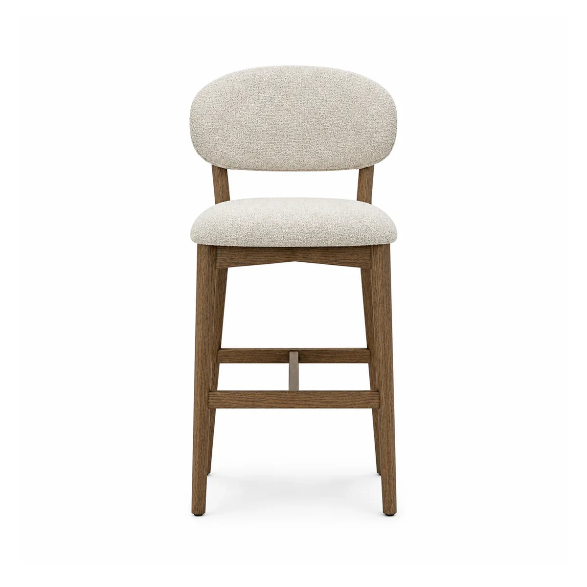 Solid Luna Counter Stool – Beige Upholstery with Dirty Oak Wood Frame Original Design