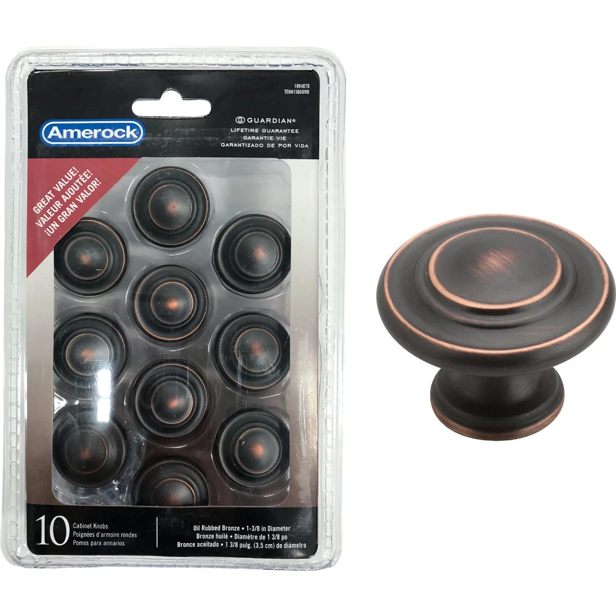 Authentic Amerock Inspirations Oil Rubbed Bronze 1-5 16 In. Cabinet Knob 10-Pack Verified