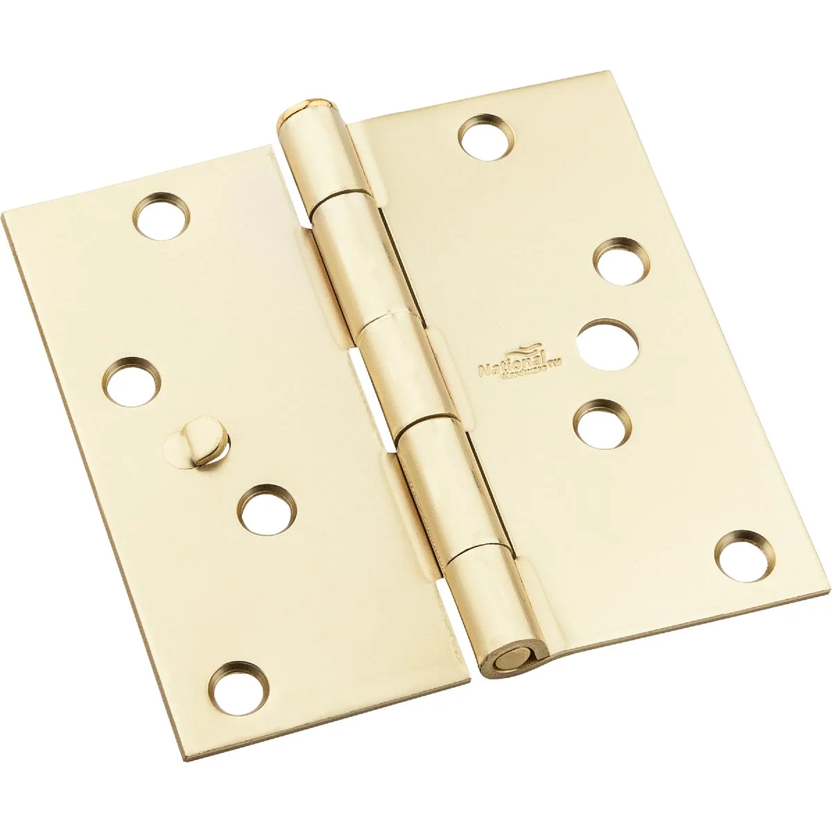 Green National 4 In. Satin Brass Square Door Hinge 3-Pack Enhanced