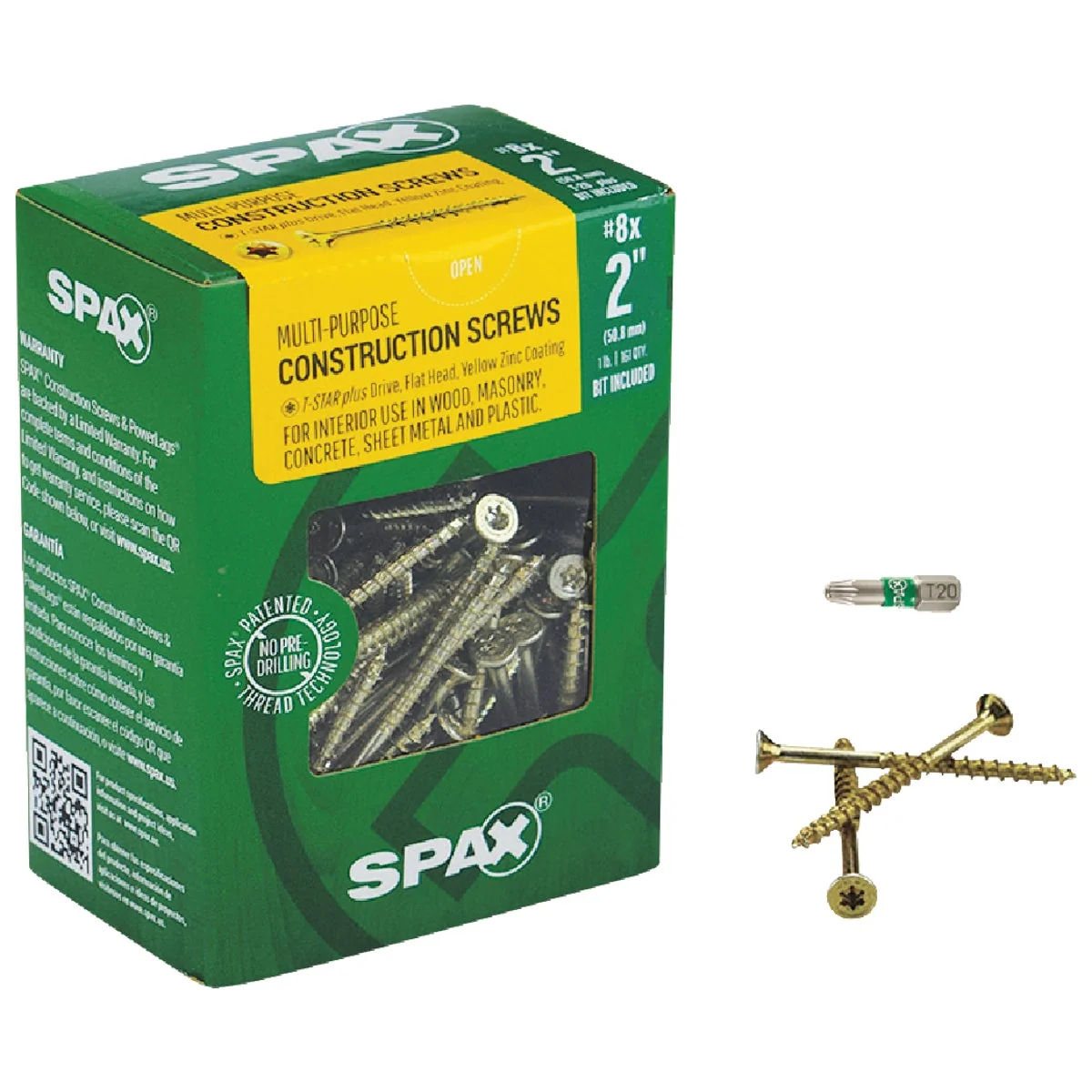 Powerful Spax 8 x 2 In. Flat Head Interior Multi-Material Construction Screw 1 Lb. Box Enhanced
