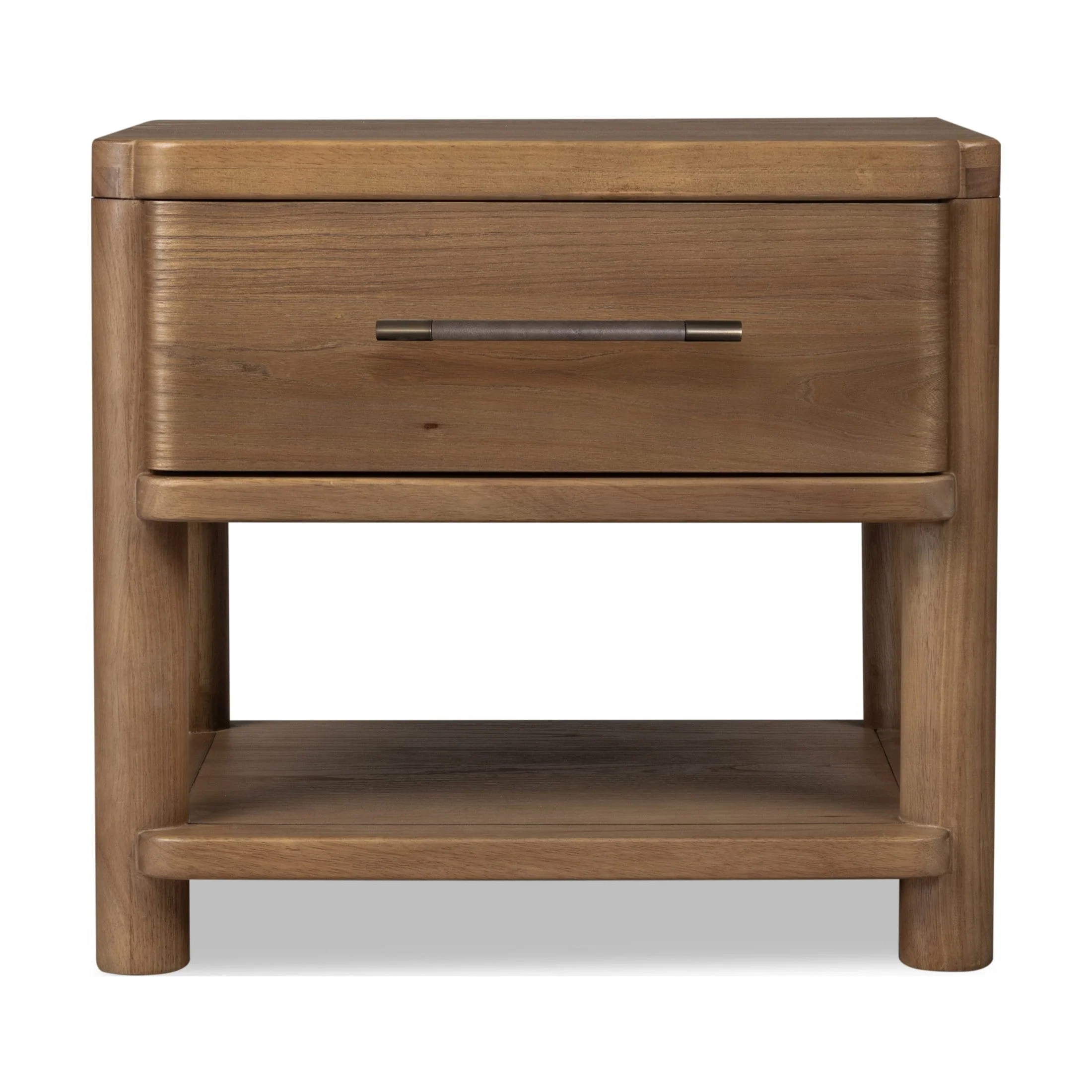 High-Quality Perla 1-Drawer Nightstand with Open Shelf – Cabin Glow Finish Enhanced