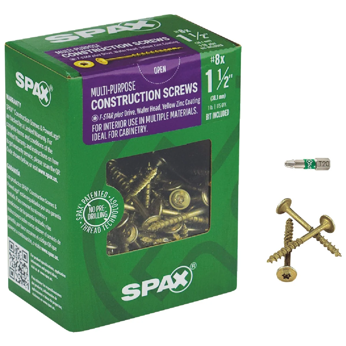 Efficient Spax 8 x 1-1 2 In. Washer Head Interior Multi-Material Construction Screw 1 Lb. Box Detailed